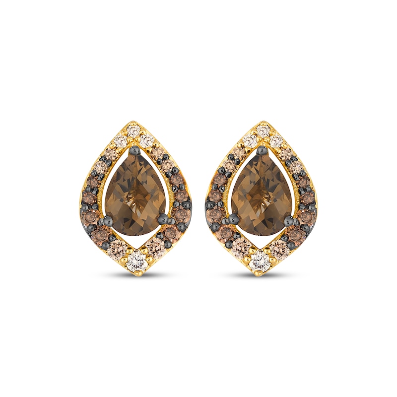 Main Image 2 of Le Vian Pear-Shaped Chocolate Quartz Earrings 1/2 ct tw Diamonds 14K Honey Gold