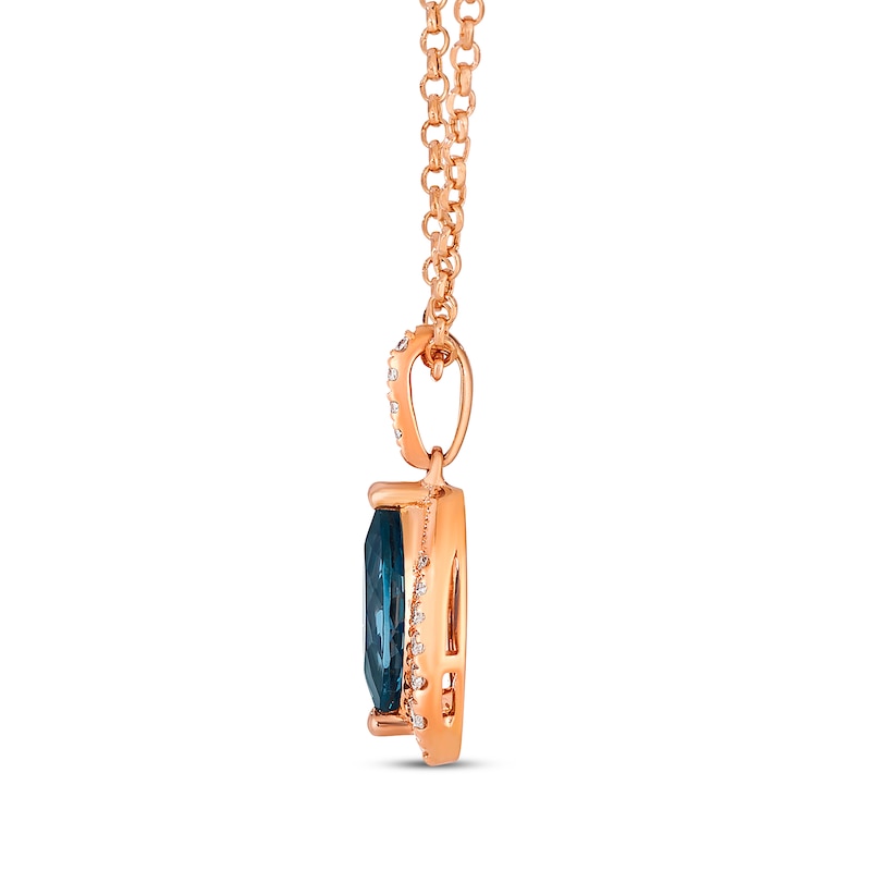 Main Image 2 of Le Vian Marquise-Cut Blue Topaz Necklace 1/10 ct tw Diamonds 14K Strawberry Gold 19"