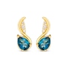 Thumbnail Image 2 of Le Vian Pear-Shaped Blue Topaz Wave Earrings 1/10 ct tw Diamonds 14K Honey Gold