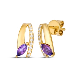 Le Vian Marquise-Cut Amethyst Earrings 1/8 ct tw Diamonds 14K Honey Gold
