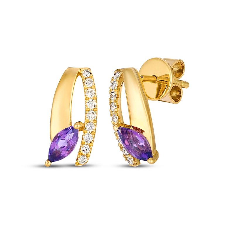 Main Image 1 of Le Vian Marquise-Cut Amethyst Earrings 1/8 ct tw Diamonds 14K Honey Gold