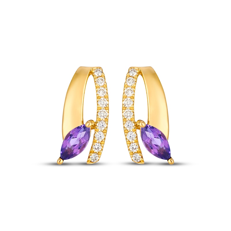 Main Image 2 of Le Vian Marquise-Cut Amethyst Earrings 1/8 ct tw Diamonds 14K Honey Gold