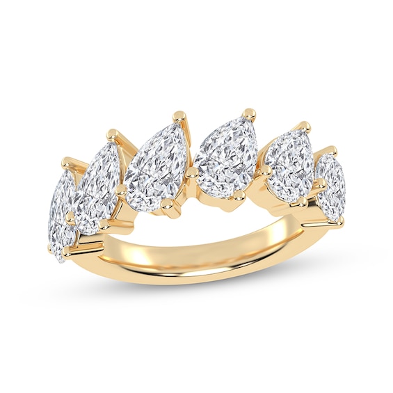 Now + Forever Lab-Grown Diamonds Pear-Shaped Anniversary Ring 3 ct tw 14K Yellow Gold