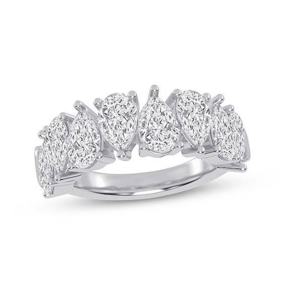 Now + Forever Lab-Grown Diamonds Pear-Shaped Alternating Anniversary Ring 4 ct tw 14K White Gold
