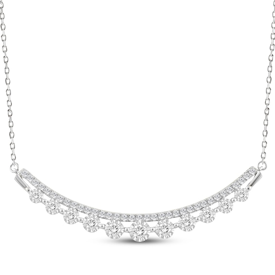 Diamond Two-Row Smile Necklace 1 ct tw 14K White Gold 18"