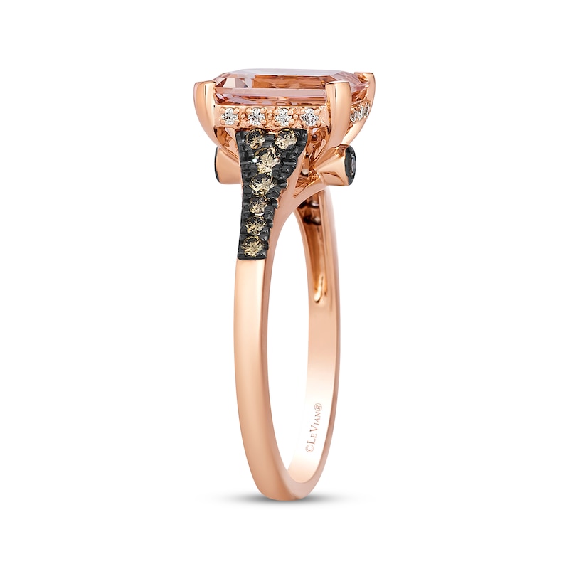 Main Image 2 of Le Vian Emerald-Cut Morganite Ring 1/3 ct tw Diamonds 14K Strawberry Gold