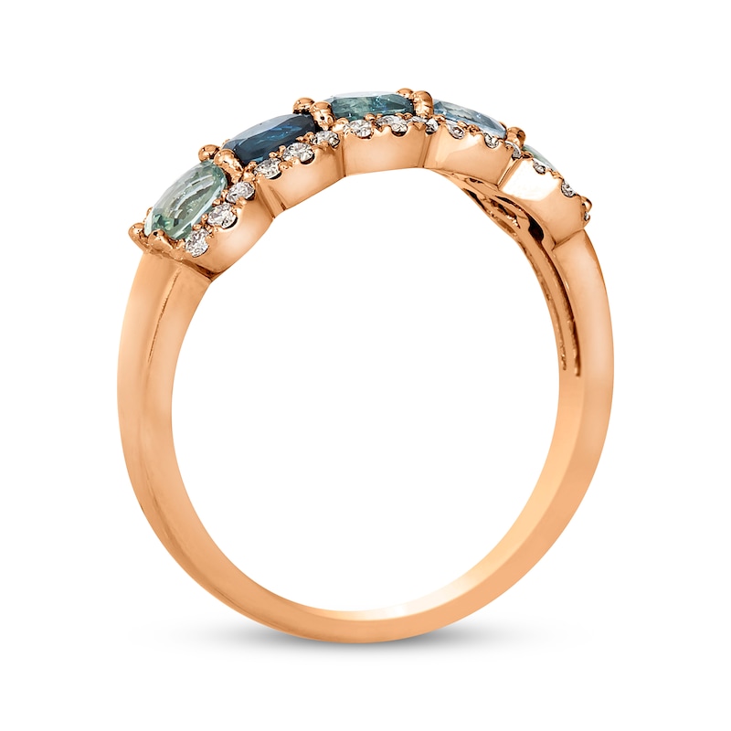 Main Image 3 of Le Vian Montana Sapphire Ombré Scalloped Ring 1/5 ct tw Diamonds 14K Strawberry Gold