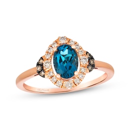 Le Vian Oval-Cut Blue Topaz Halo Ring 1/5 ct tw 14K Strawberry Gold