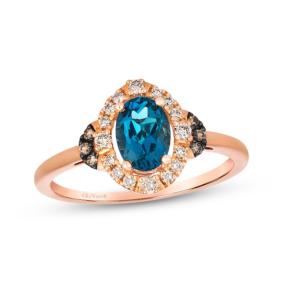 Le Vian Oval-Cut Blue Topaz Halo Ring 1/5 ct tw 14K Strawberry Gold