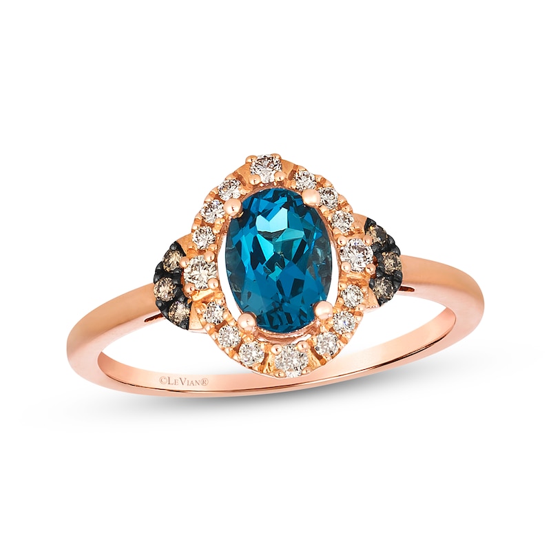 Main Image 1 of Le Vian Oval-Cut Blue Topaz Halo Ring 1/5 ct tw 14K Strawberry Gold