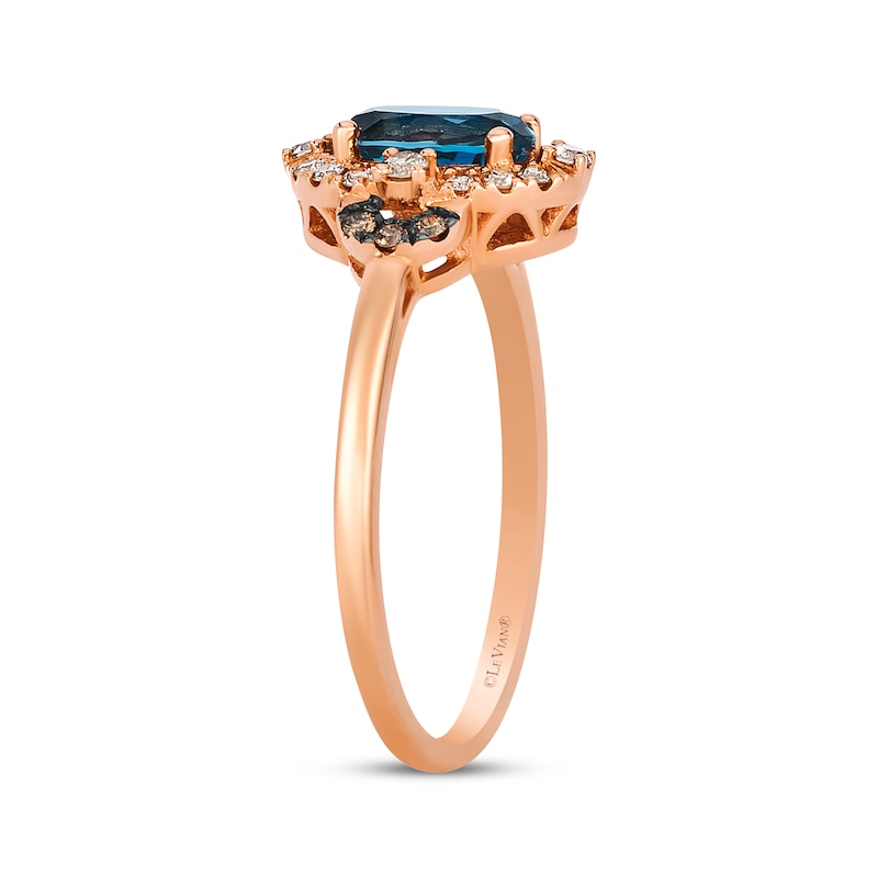 Main Image 2 of Le Vian Oval-Cut Blue Topaz Halo Ring 1/5 ct tw 14K Strawberry Gold