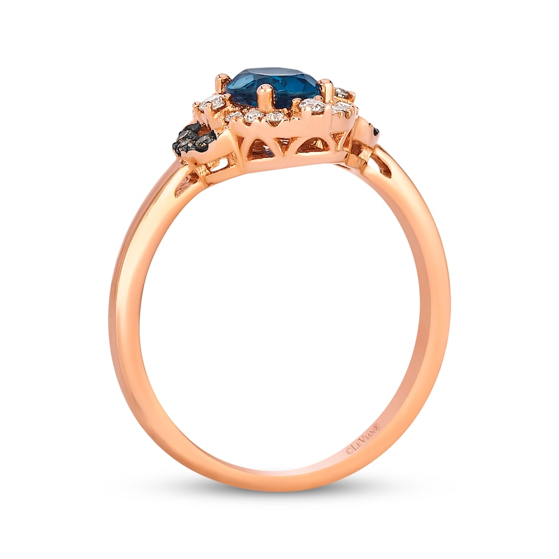 Main Image 3 of Le Vian Oval-Cut Blue Topaz Halo Ring 1/5 ct tw 14K Strawberry Gold