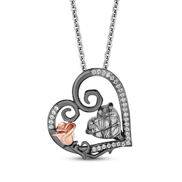 Disney Treasures The Nightmare Before Christmas Quartz & Diamond Necklace 1/10 ct tw Sterling Silver & 10K Rose Gold 18"