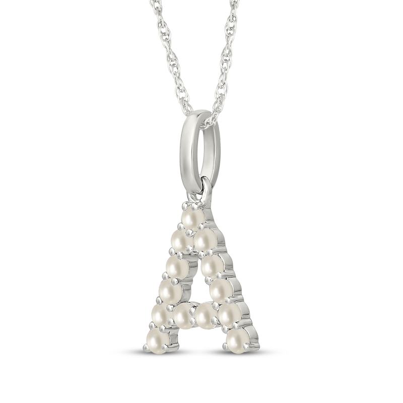 Main Image 2 of Cultured Pearl Letter A Necklace Sterling Silver 18"