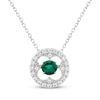 Thumbnail Image 1 of Lab-Created Emerald & White Lab-Created Sapphire "Dancing" Necklace Sterling Silver 18"