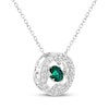 Thumbnail Image 2 of Lab-Created Emerald & White Lab-Created Sapphire "Dancing" Necklace Sterling Silver 18"