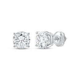 KAY Lab-Grown Diamonds Certified Round-Cut Solitaire Stud Earrings 2 ct tw 14K White Gold (F/VS2)