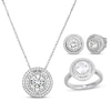 Thumbnail Image 1 of White Lab-Created Sapphire Double Halo Gift Set Sterling Silver