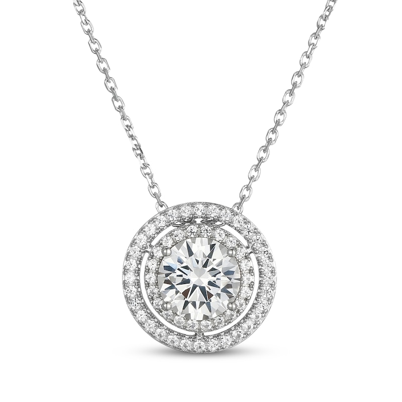 Main Image 2 of White Lab-Created Sapphire Double Halo Gift Set Sterling Silver