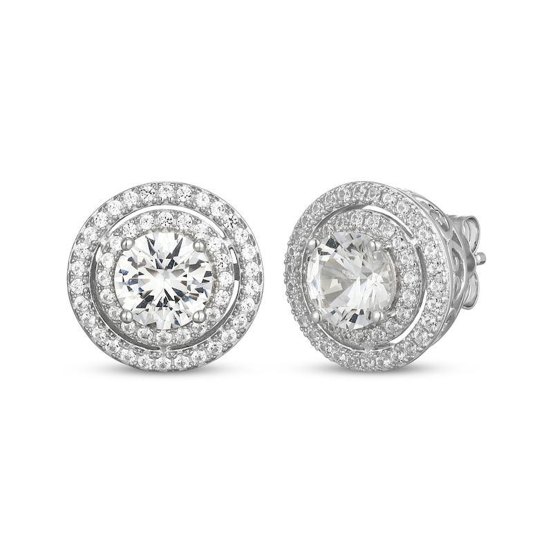 Main Image 4 of White Lab-Created Sapphire Double Halo Gift Set Sterling Silver