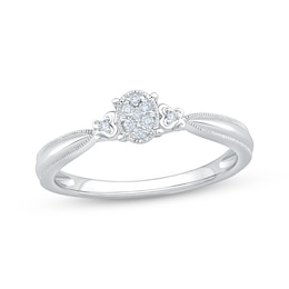 Diamond Oval-Shaped Vintage-Inspired Promise Ring 1/20 ct tw Sterling Silver