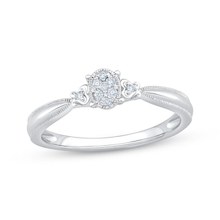 Diamond Oval-Shaped Vintage-Inspired Promise Ring 1/20 ct tw Sterling Silver