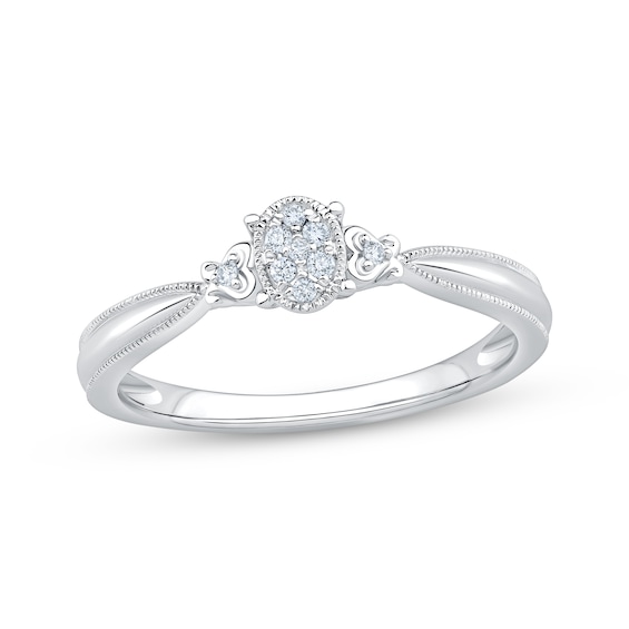 Diamond Oval-Shaped Vintage-Inspired Promise Ring 1/20 ct tw Sterling Silver