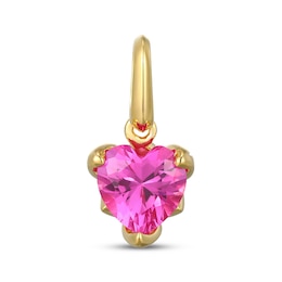 STUDIO BY KAY Heart-Shaped Pink Lab-Created Sapphire Solitaire Charm 24K Yellow Gold Vermeil Sterling Silver