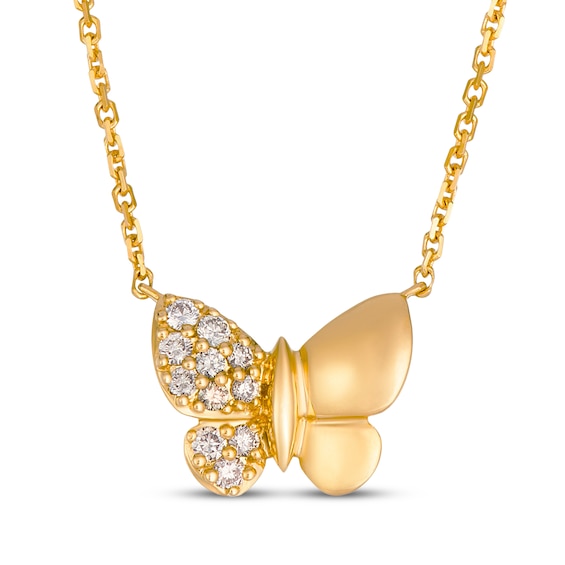 Le Vian Diamond Butterfly Necklace 1/6 ct tw 14K Honey Gold 19"