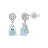 Thumbnail Image 1 of Pear-Shaped Natural Aquamarine & White Lab-Created Sapphire Dangle Earrings Sterling Silver