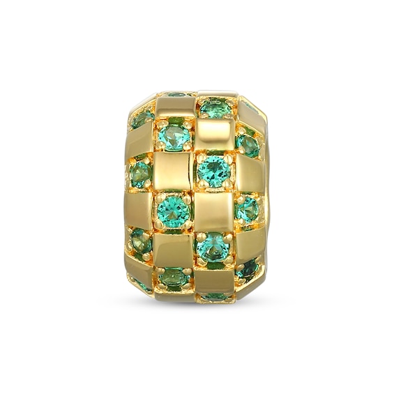 STUDIO BY KAY Lab-Created Emerald Rondelle Charm 24K Yellow Gold Vermeil Sterling Silver