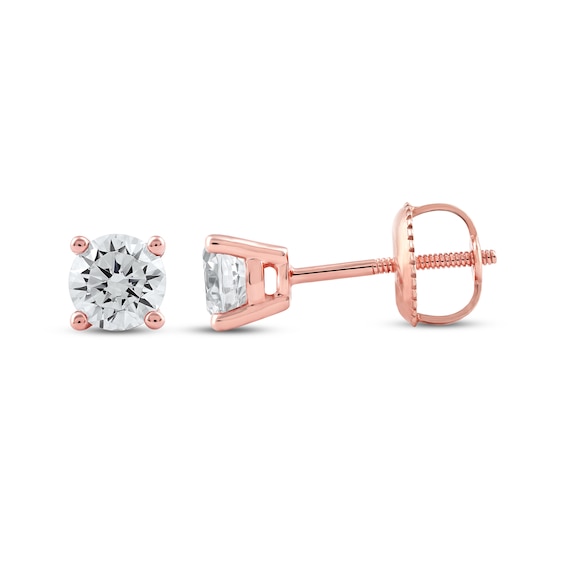 Thumbnail Image 3 of KAY Lab-Grown Diamonds Certified Round-Cut Solitaire Stud Earrings 3/4 ct tw 14K Rose Gold (F/VS2)
