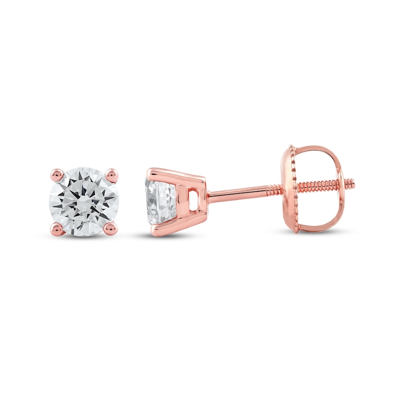 Main Image 3 of KAY Lab-Grown Diamonds Certified Round-Cut Solitaire Stud Earrings 3/4 ct tw 14K Rose Gold (F/VS2)