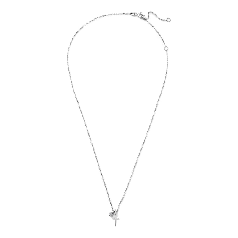 Main Image 1 of Rocksbox The Charm & Cross Lab-Grown Diamond Necklace 1/15 ct tw Sterling Silver 19"
