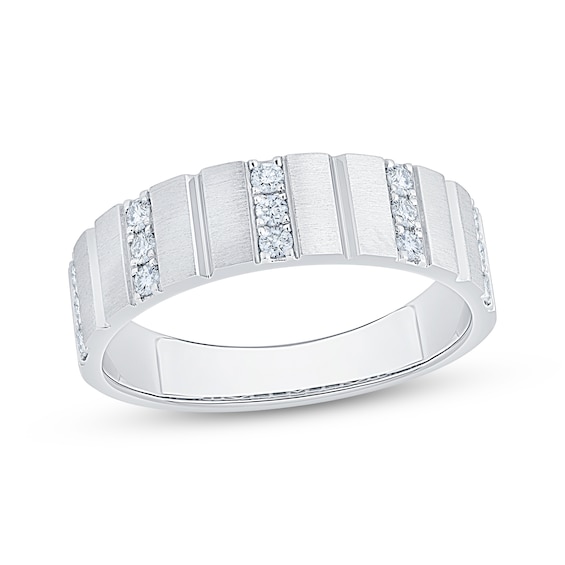Now + Forever Lab-Grown Diamonds Men's Wedding Band 1/3 ct tw 10K White Gold