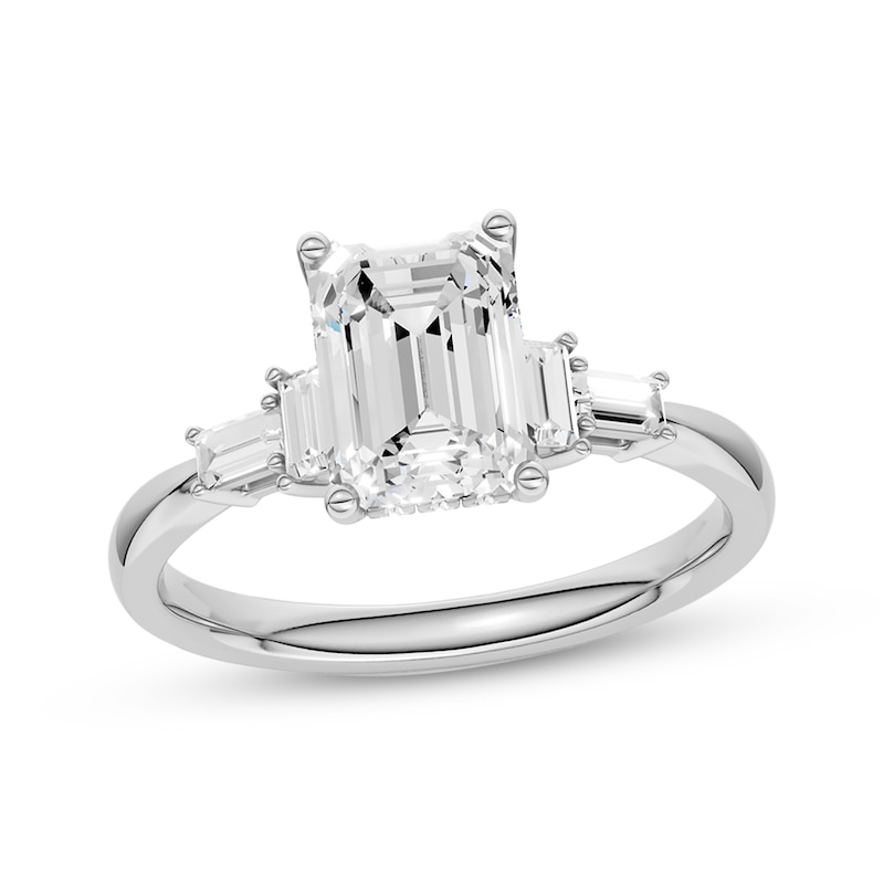 Main Image 1 of Now + Forever Lab-Grown Diamonds Certified Emerald-Cut Hidden Halo Engagement Ring 1-3/4 ct tw 14K White Gold