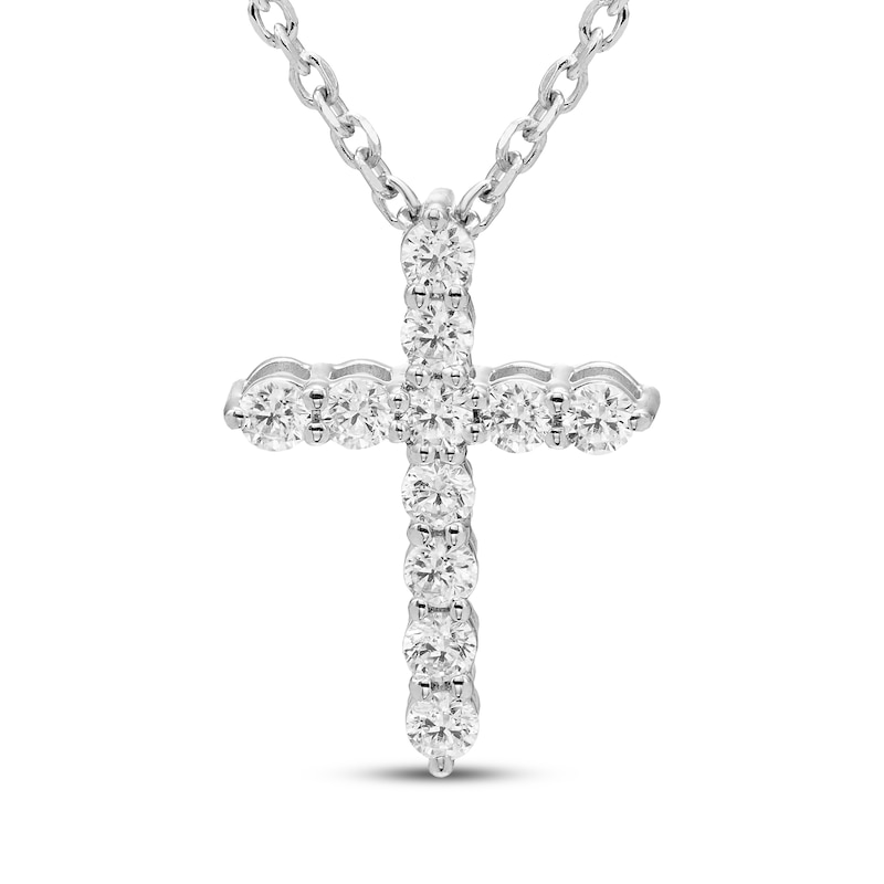 Main Image 1 of Kay Signature Collection Diamond Cross Necklace 1/5 ct tw Fashion 10K White Gold 18"