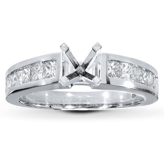 Diamond Ring Setting 5/8 ct tw Princess-cut 14K White Gold