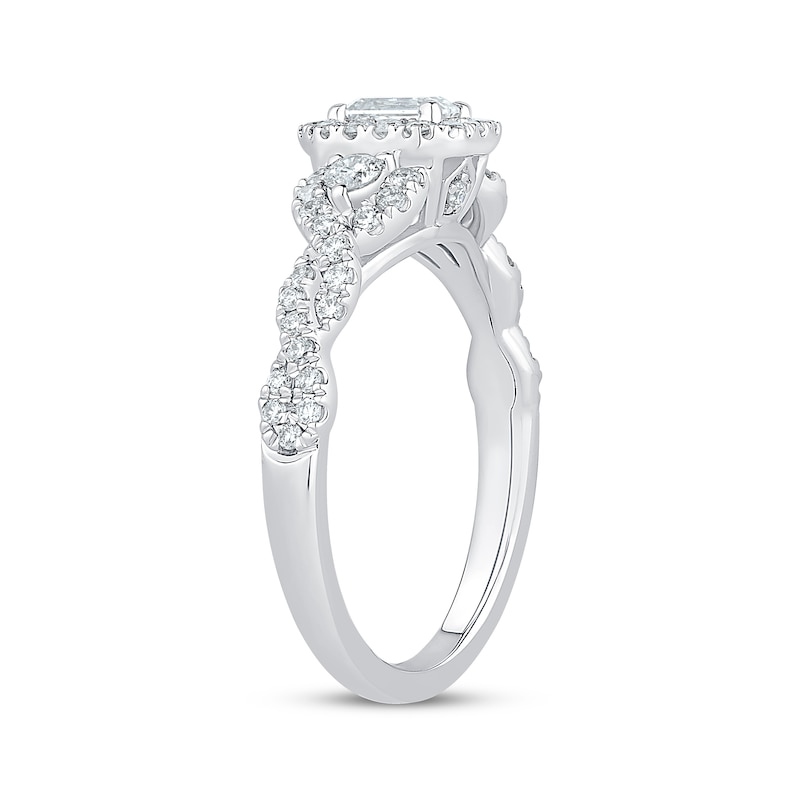 Main Image 2 of Now + Forever Emerald-Cut Diamond Halo Engagement Ring 7/8 ct tw 14K White Gold