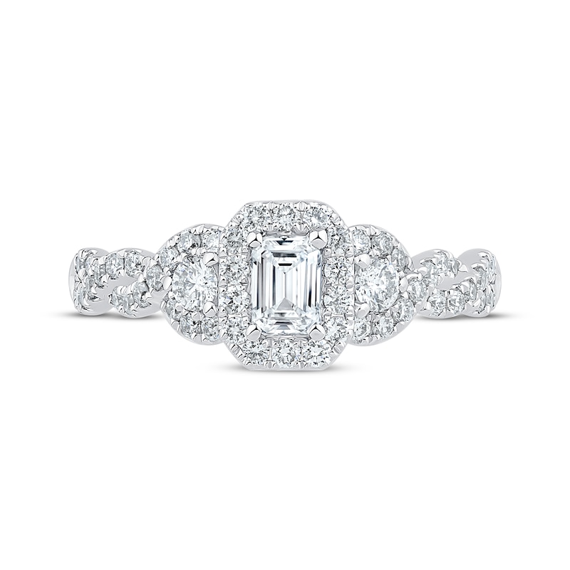 Main Image 3 of Now + Forever Emerald-Cut Diamond Halo Engagement Ring 7/8 ct tw 14K White Gold