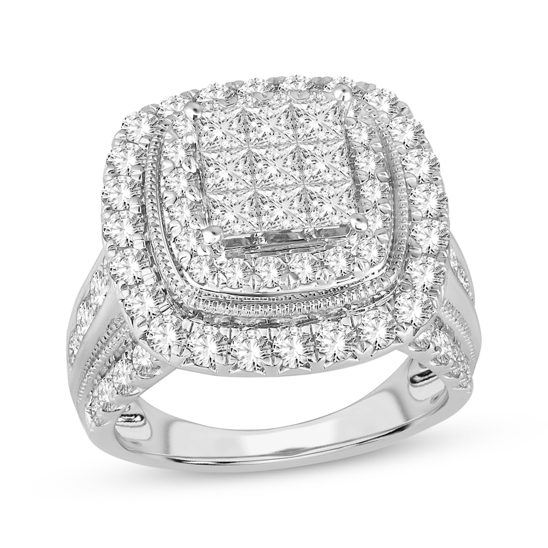 Princess-Cut Multi-Diamond Center Engagement Ring 3 ct tw 10K White ...