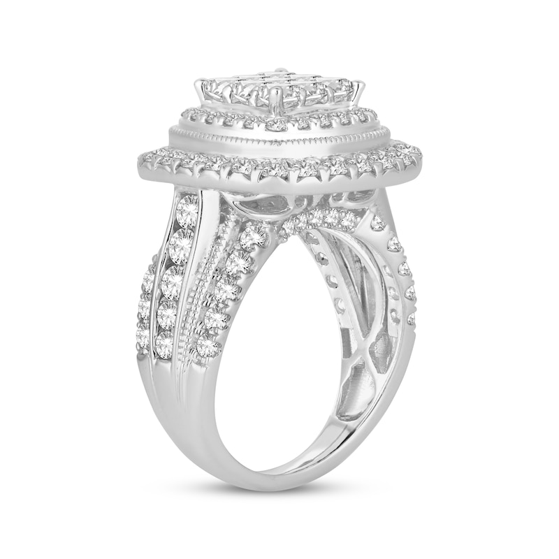 Princess-Cut Multi-Diamond Center Engagement Ring 3 ct tw 10K White Gold