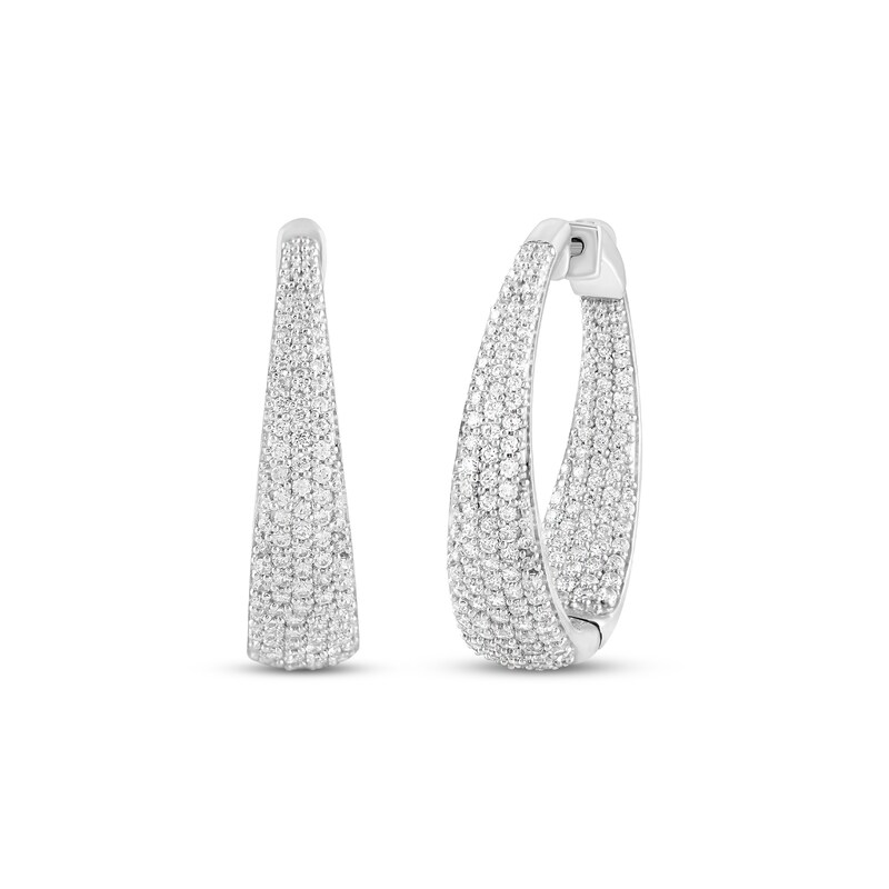 Diamond Inside-Out Tapered Hoop Earrings 3 ct tw 10K White Gold