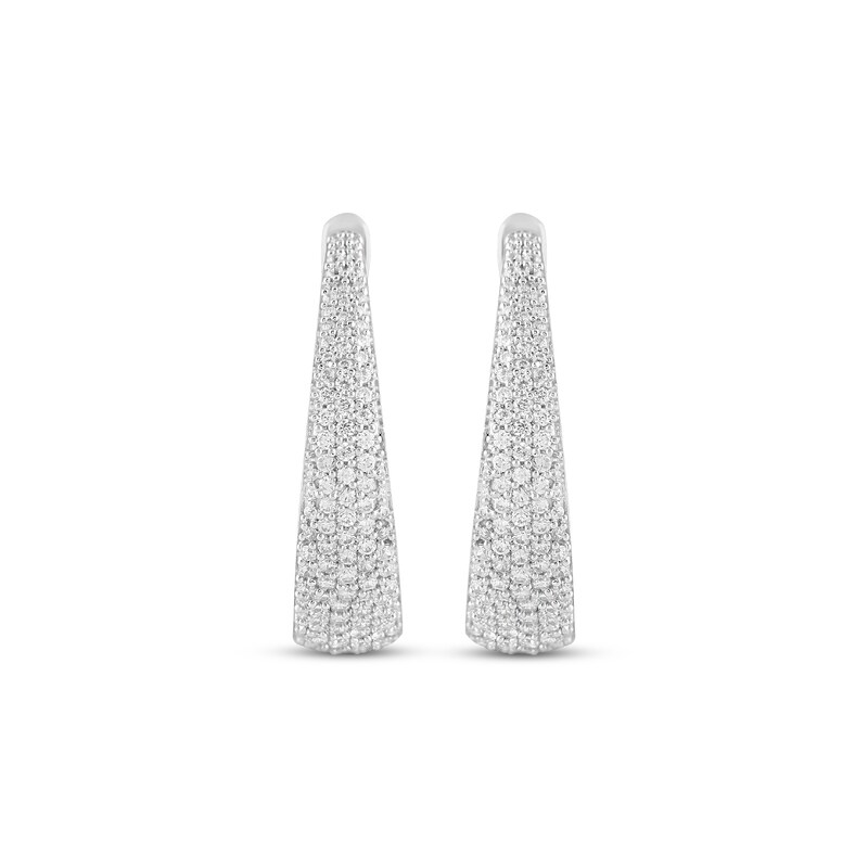 Diamond Inside-Out Tapered Hoop Earrings 3 ct tw 10K White Gold