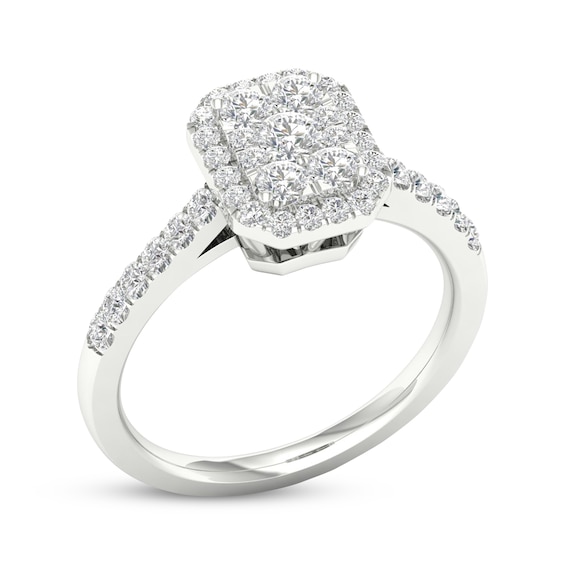 Thumbnail Image 2 of Now + Forever Multi-Diamond Center Octagon Frame Engagement Ring 1/2 ct tw 10K White Gold