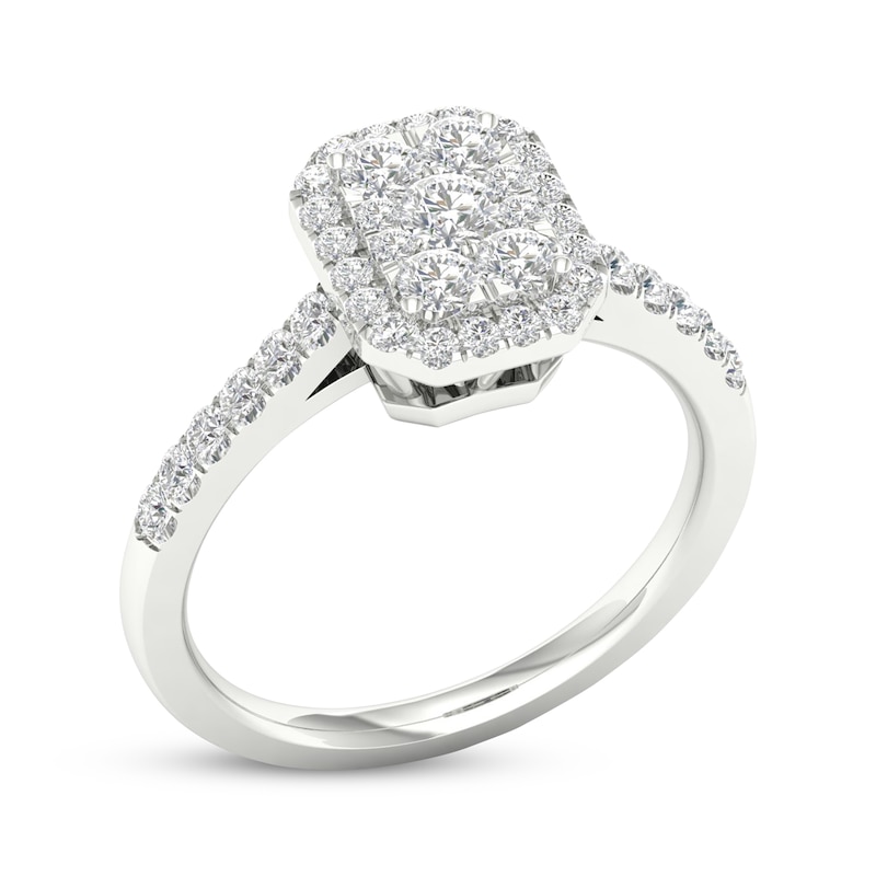 Main Image 2 of Now + Forever Multi-Diamond Center Octagon Frame Engagement Ring 1/2 ct tw 10K White Gold