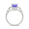 Thumbnail Image 1 of Oval-Cut Tanzanite & Baguette Diamond Ring 1/10 ct tw Sterling Silver