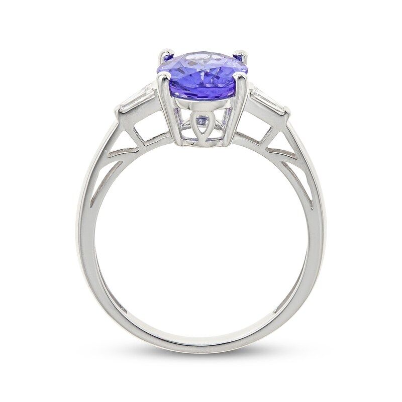 Main Image 2 of Oval-Cut Tanzanite & Baguette Diamond Ring 1/10 ct tw Sterling Silver