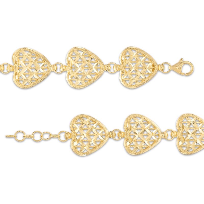 Main Image 3 of Italian Brilliance Heart Link Bracelet 14K Yellow Gold 7.5&quot;
