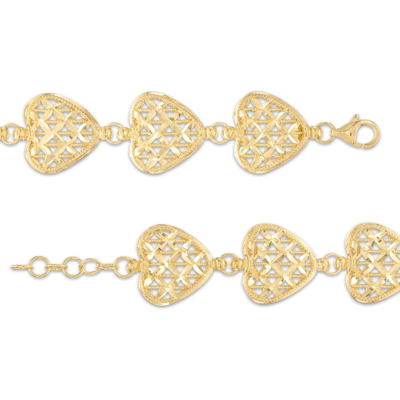 Heart Charm Bracelet 14K Yellow Gold 7.5